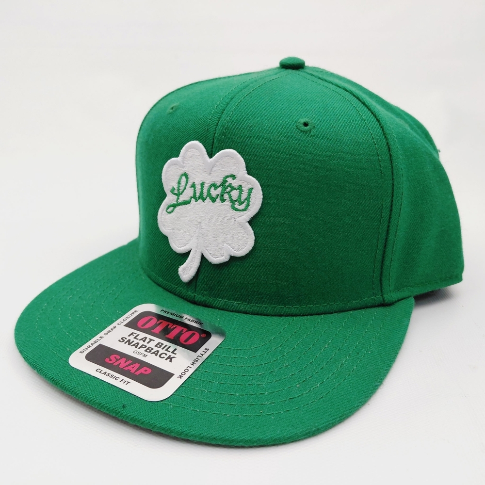 ☘️ OTTO "Lucky" Shamrock Flat Bill Snapback Hat | Kelly Green | USA Made